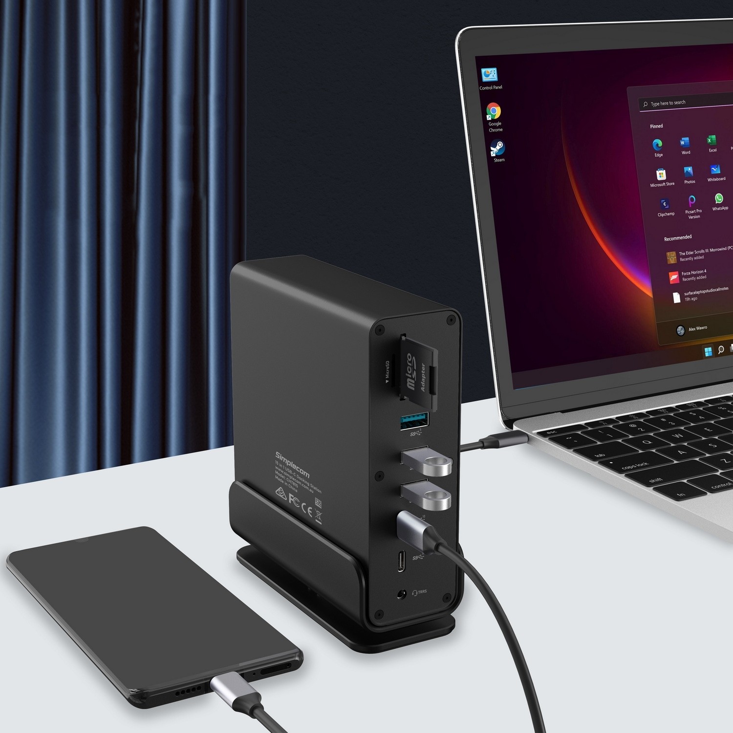 A large marketing image providing additional information about the product Simplecom CHT815 15-in-1 USB-C 4K Triple Display MST Docking Station with Dual HDMI DP - Additional alt info not provided